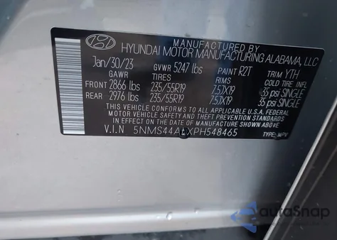 2023 Hyundai Santa Fe Limited from USA, damaged, VIN 5NMS44ALXPH548465